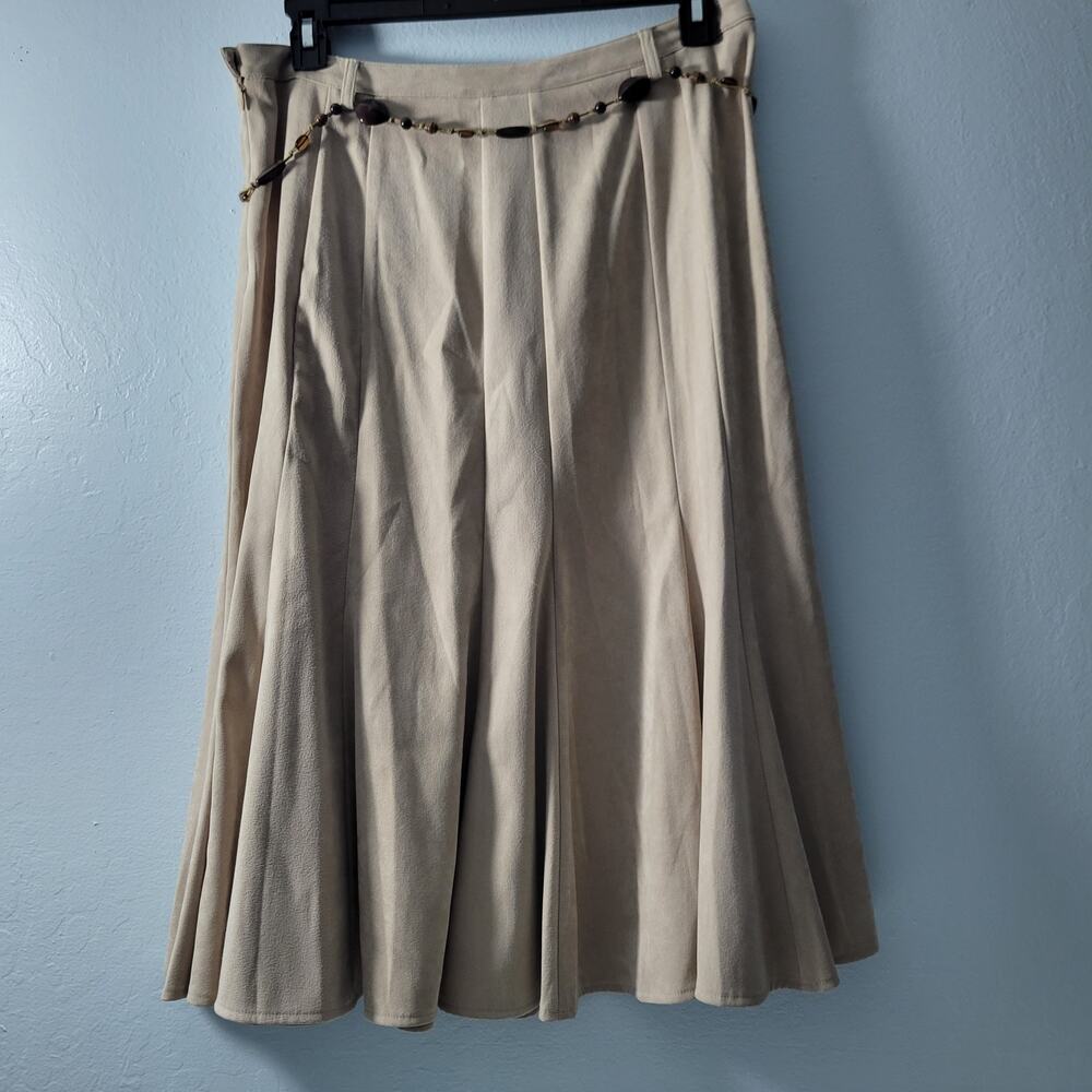 DressBarn Tan  A- Line Midi Flared Hem Skirt Size 12   102924-0950 - Picture 2 of 4